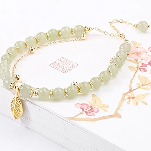 Feuille d'Or - Pulseira de jade de Hetian