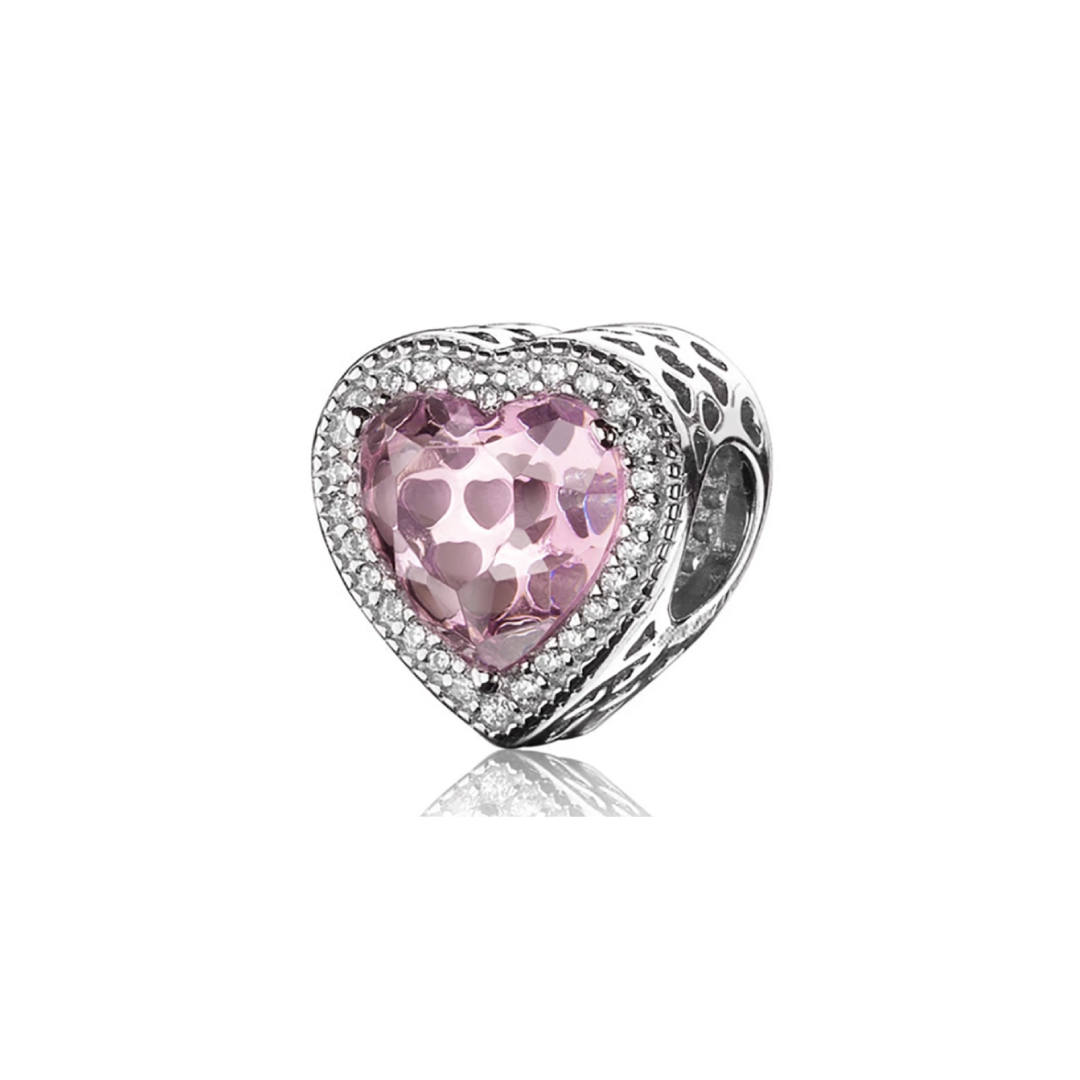 Coração de zircônia rosa Charm