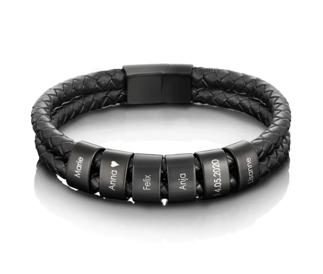 Pulseira de Couro Personalizada – Presente para Pai ❤️