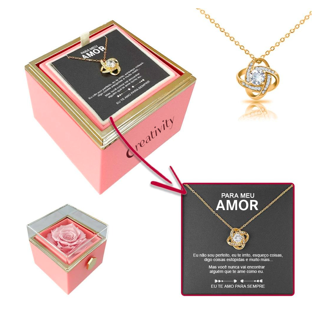 Colar de Prata 925 com Rosa e Cartão