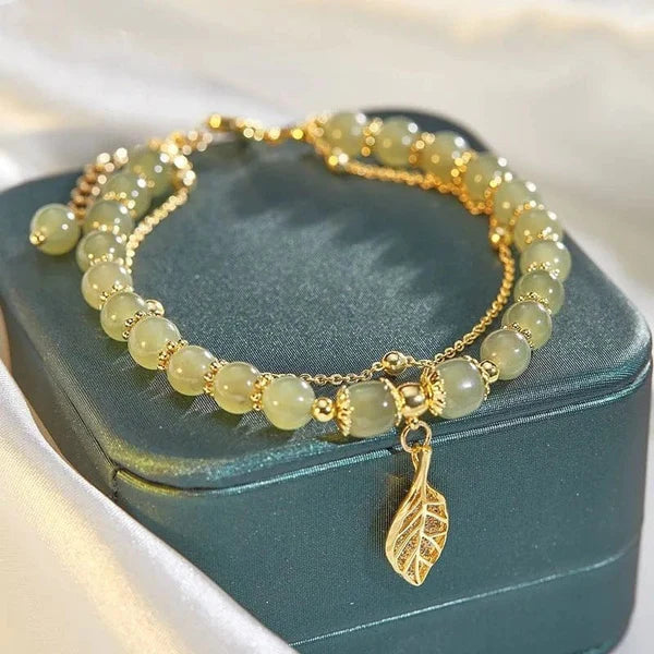 Feuille d'Or - Pulseira de jade de Hetian