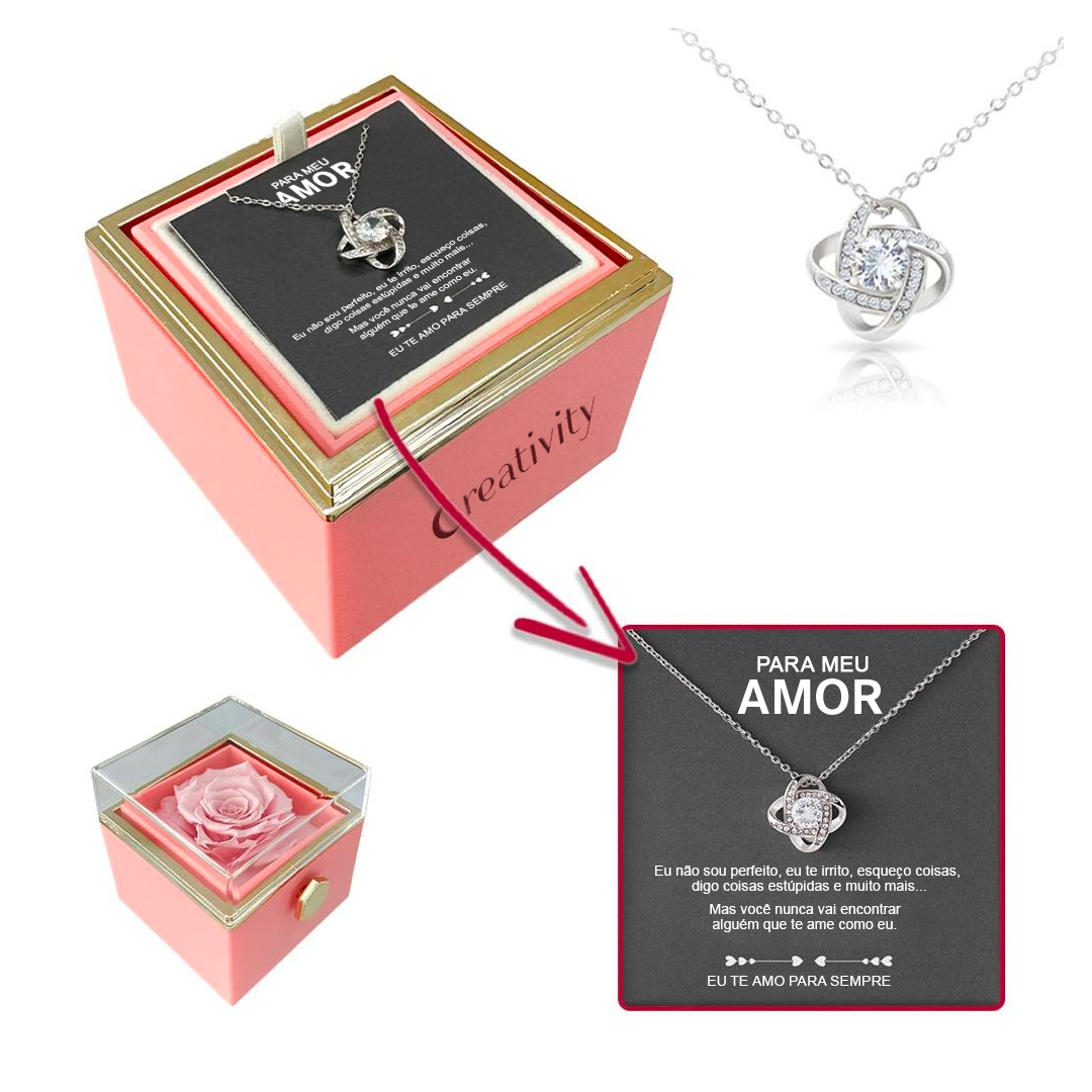 Colar de Prata 925 com Rosa e Cartão