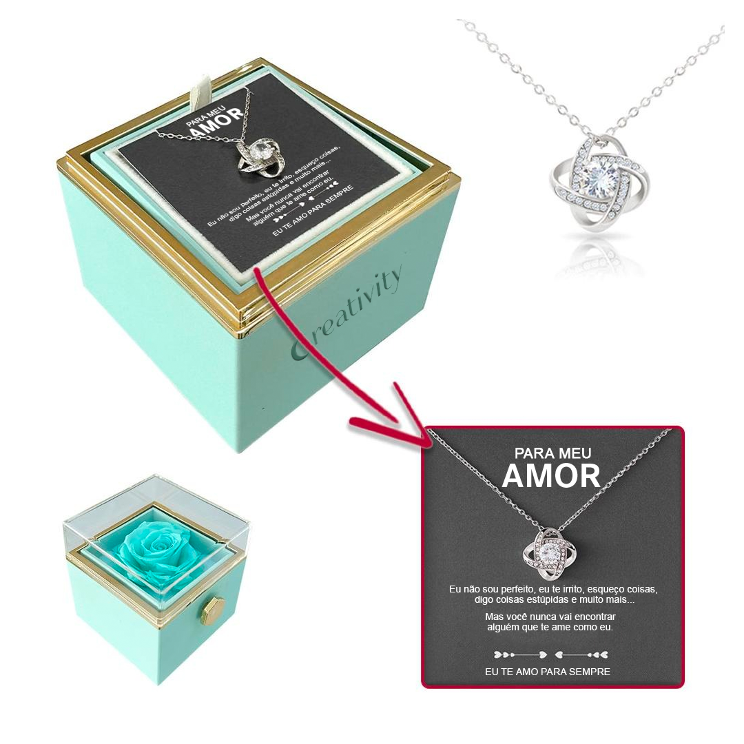 Colar de Prata 925 com Rosa e Cartão