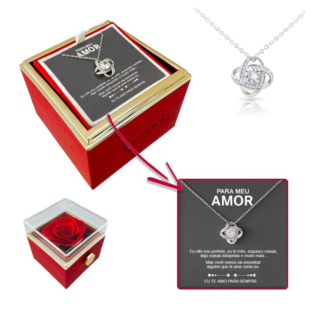 Colar de Prata 925 com Rosa e Cartão