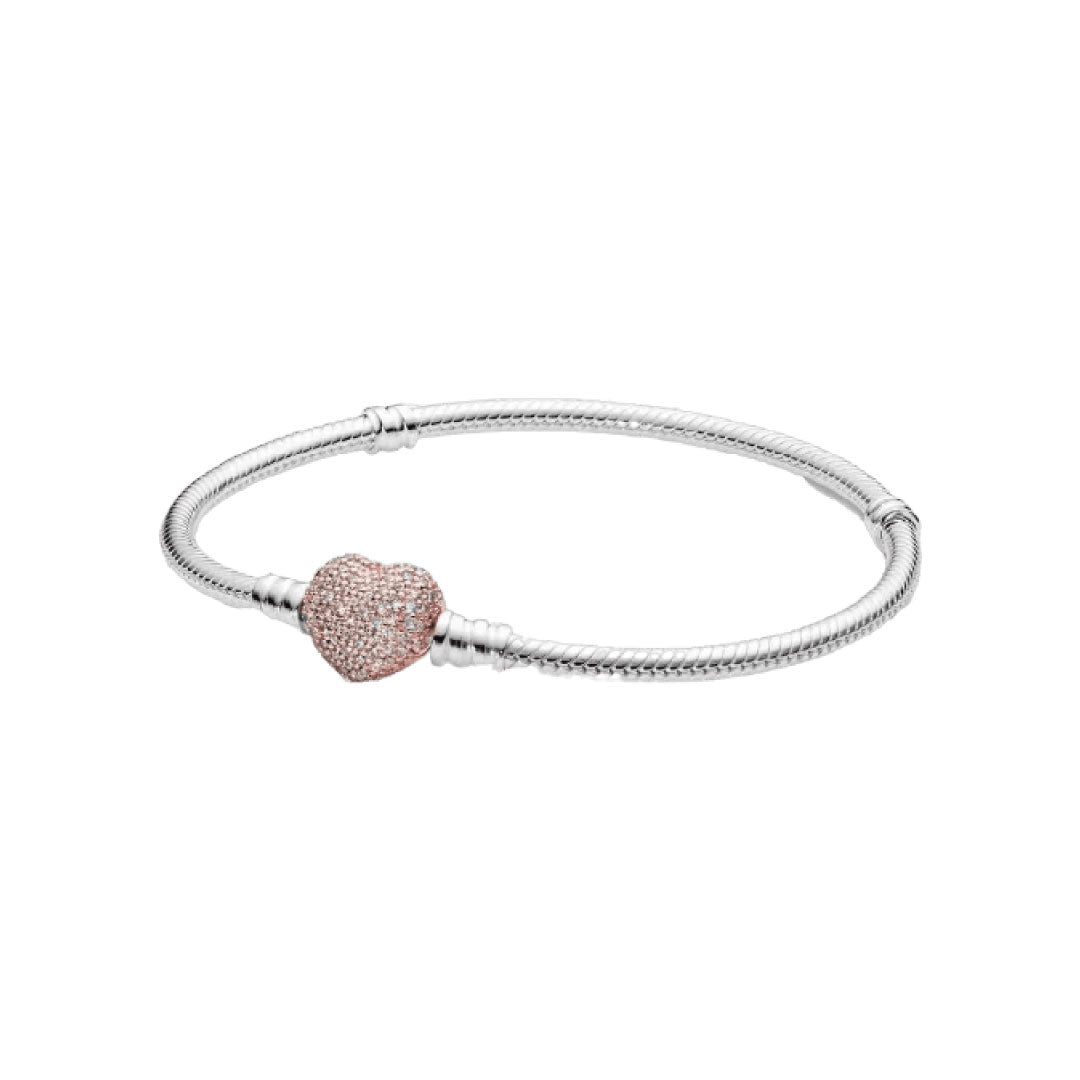 Pulsera clásica con corazón rosa brillante