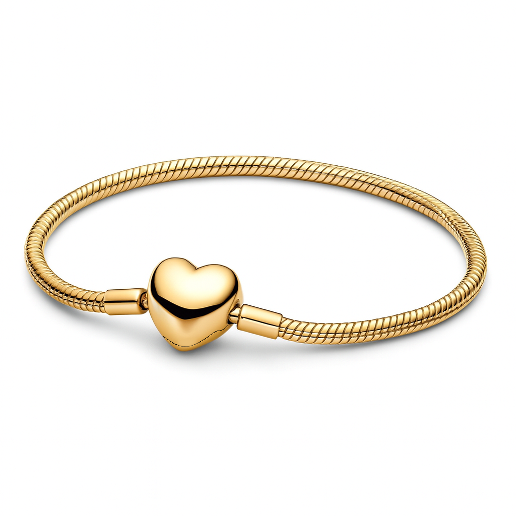 Pulseira exclusiva com coração em ouro Charm