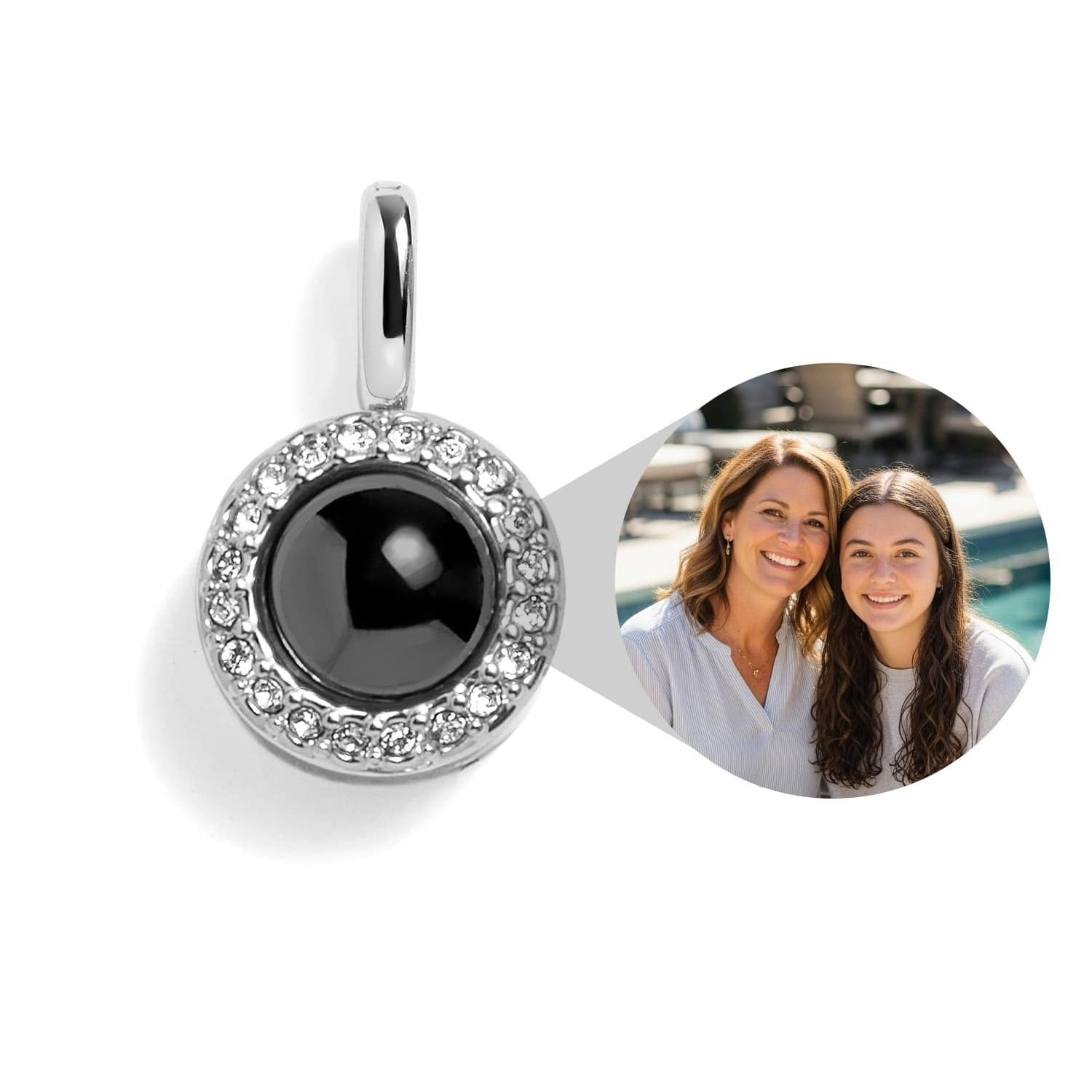 Foto personalizada com círculo pavé Charm