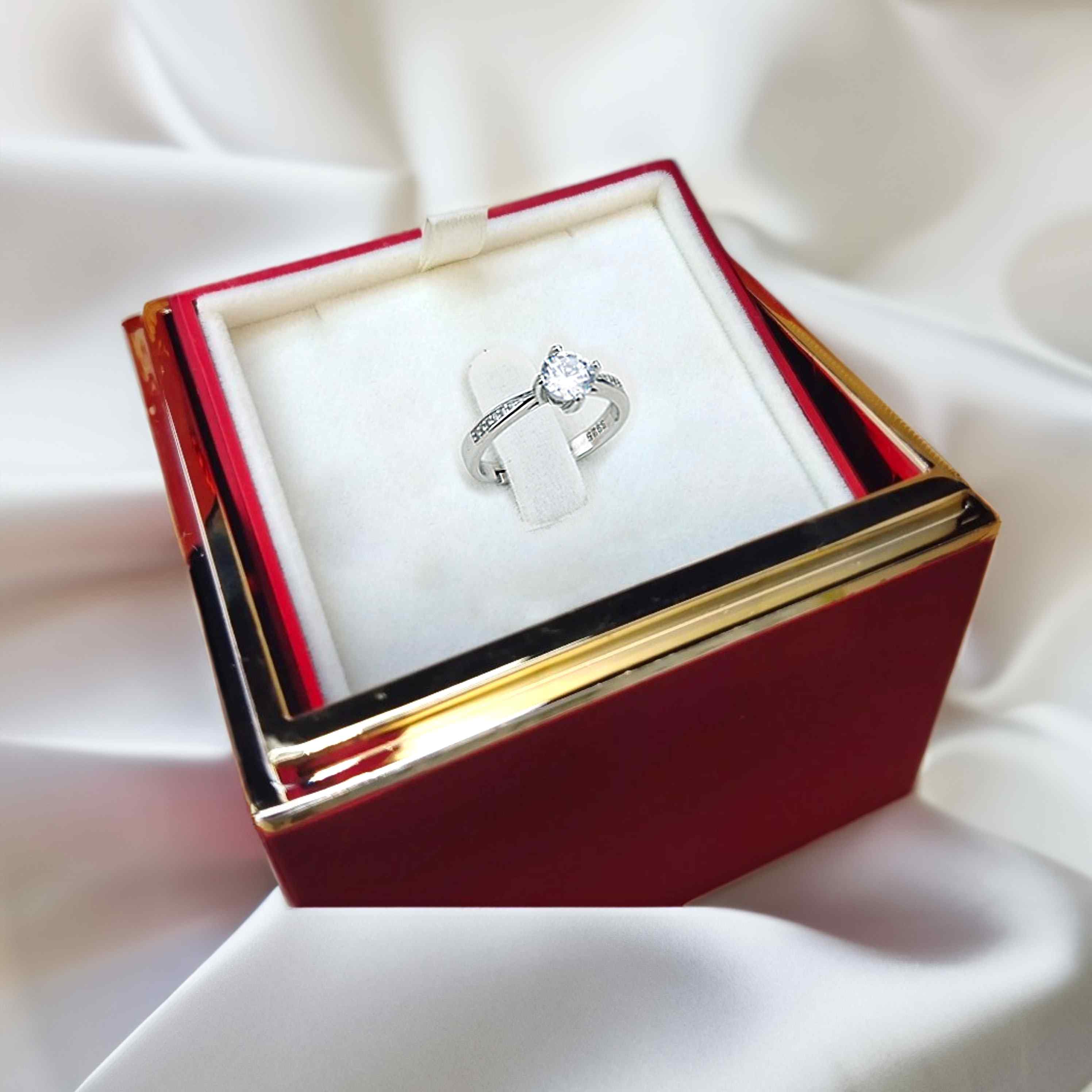 Anel de Prata Esterlina 925 em Caixa Rosa Eterna